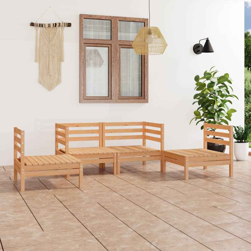vidaXL 4 pcs conjunto lounge de jardim pinho maciço