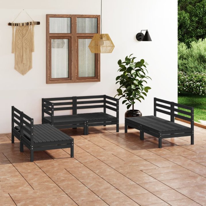 vidaXL 6 pcs conjunto lounge de jardim pinho maciço