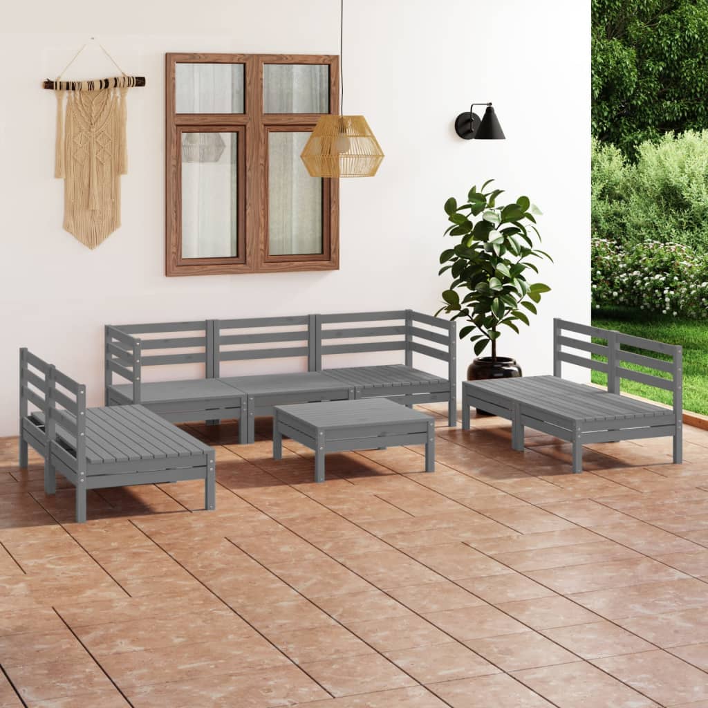 vidaXL 8 pcs conjunto lounge de jardim pinho maciço