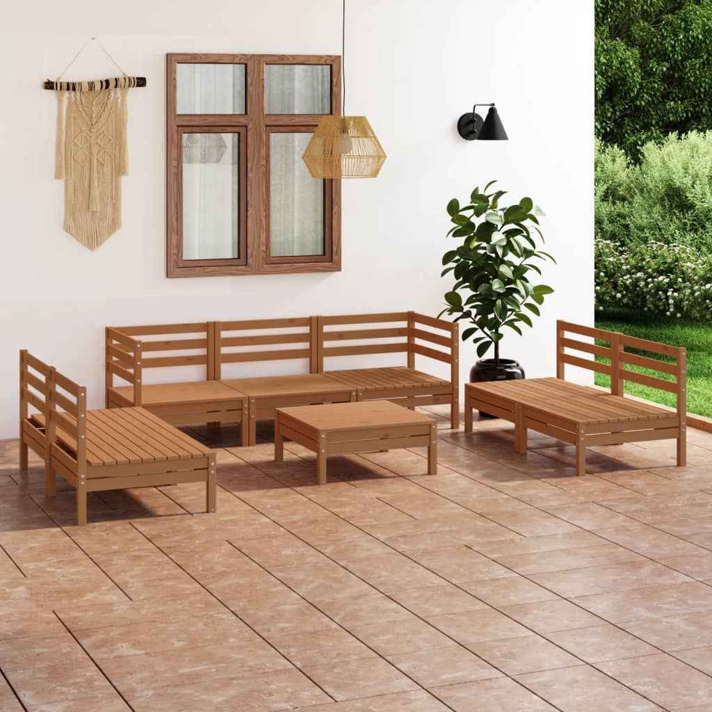 vidaXL 8 pcs conjunto lounge de jardim pinho maciço