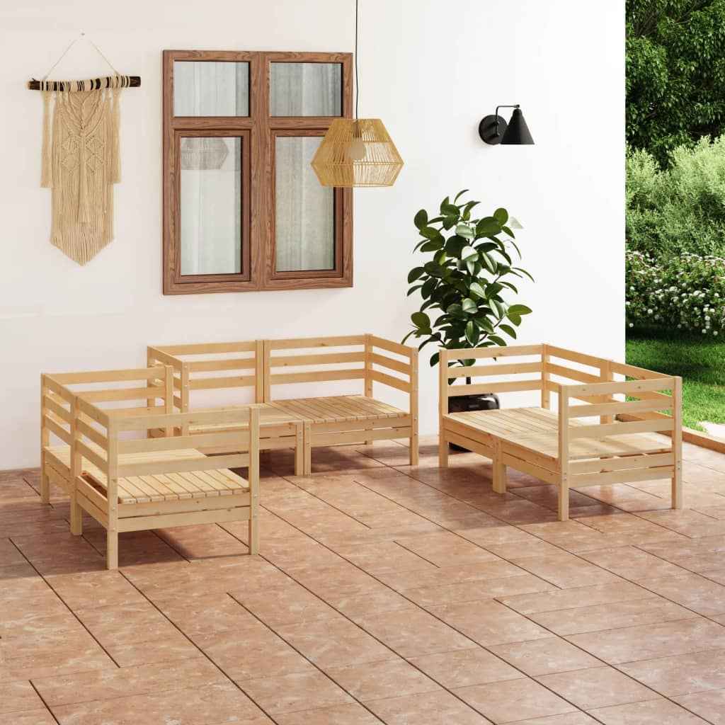 vidaXL 6 pcs conjunto lounge de jardim pinho maciço