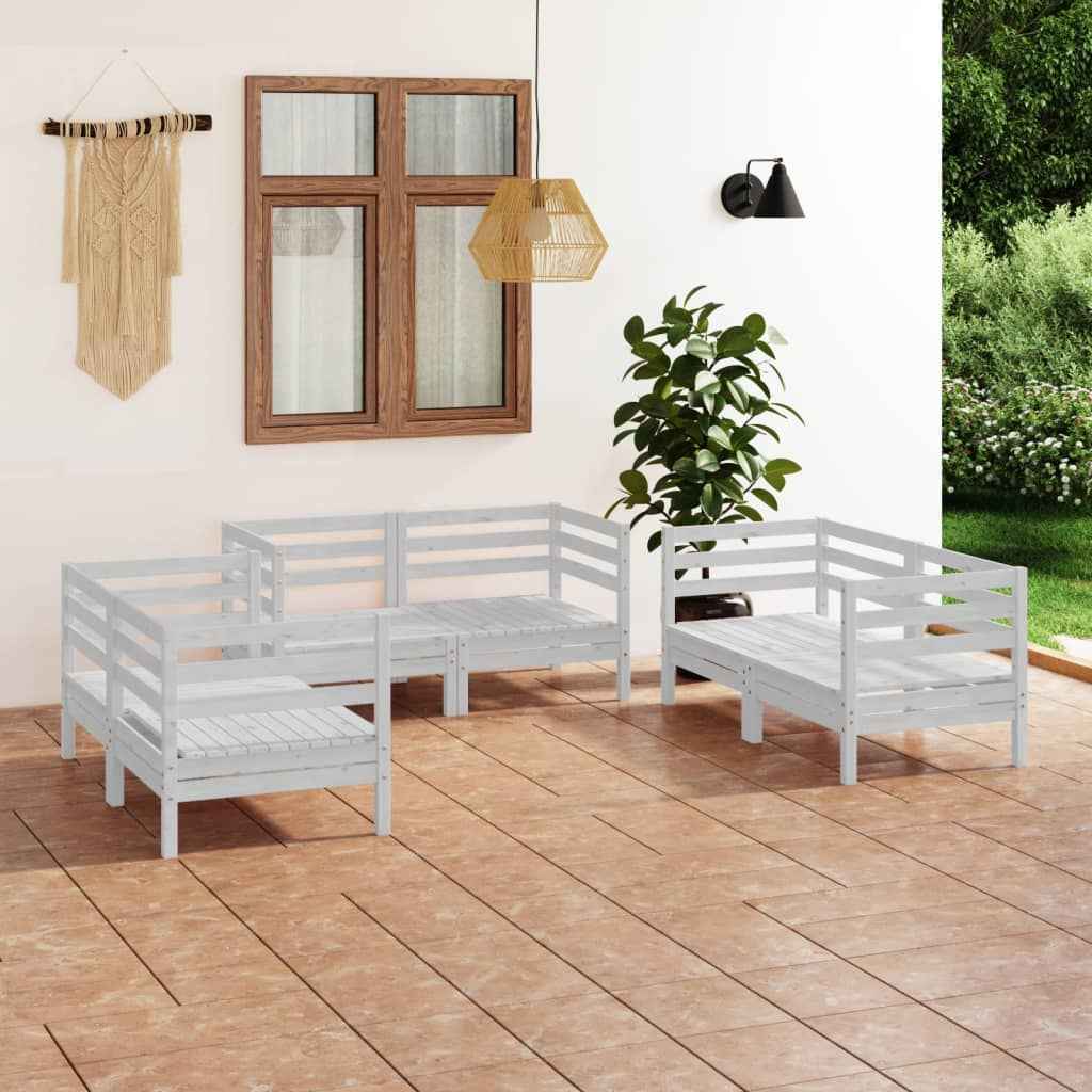vidaXL 6 pcs conjunto lounge de jardim pinho maciço