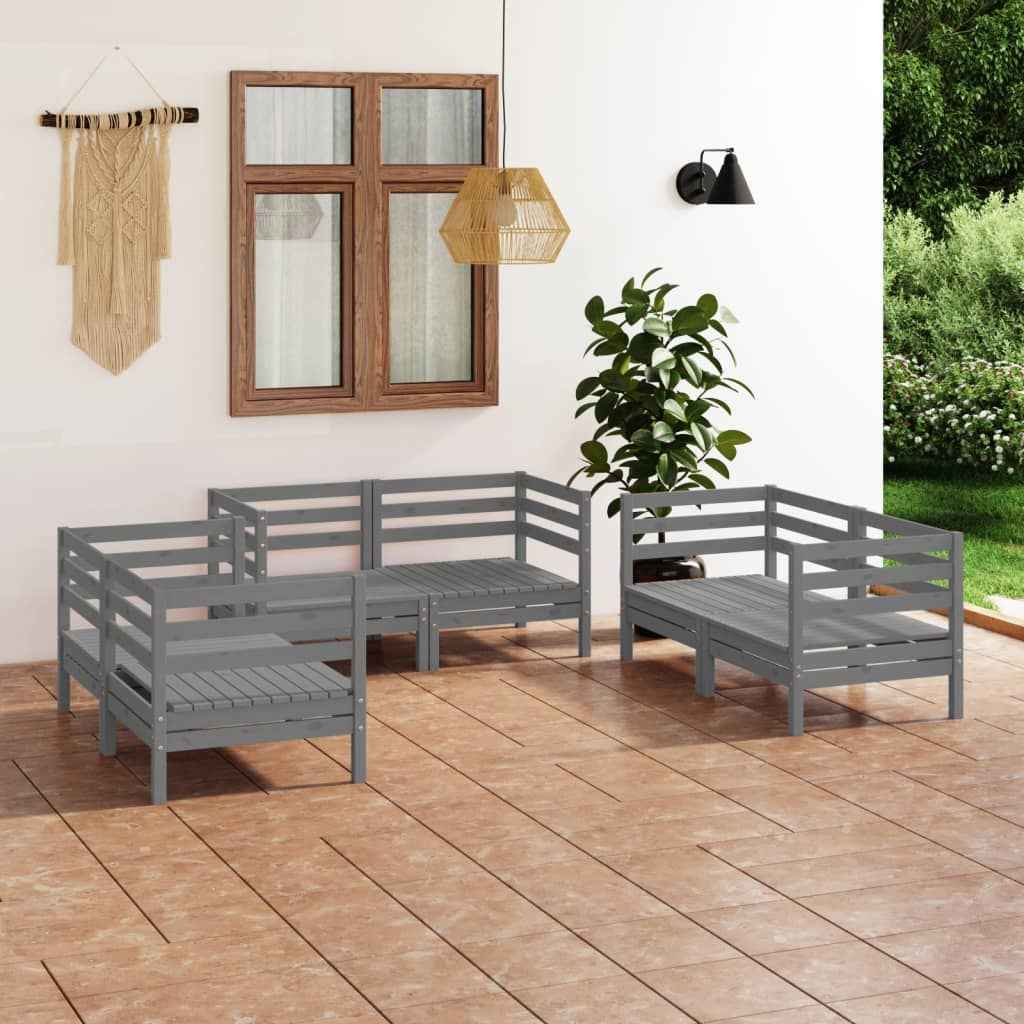 vidaXL 6 pcs conjunto lounge de jardim pinho maciço