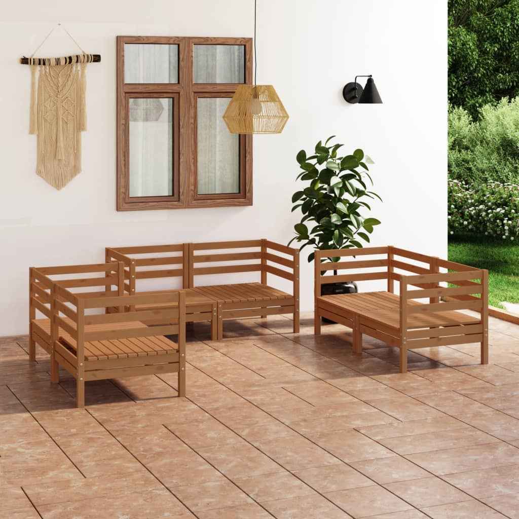 vidaXL 6 pcs conjunto lounge de jardim pinho maciço