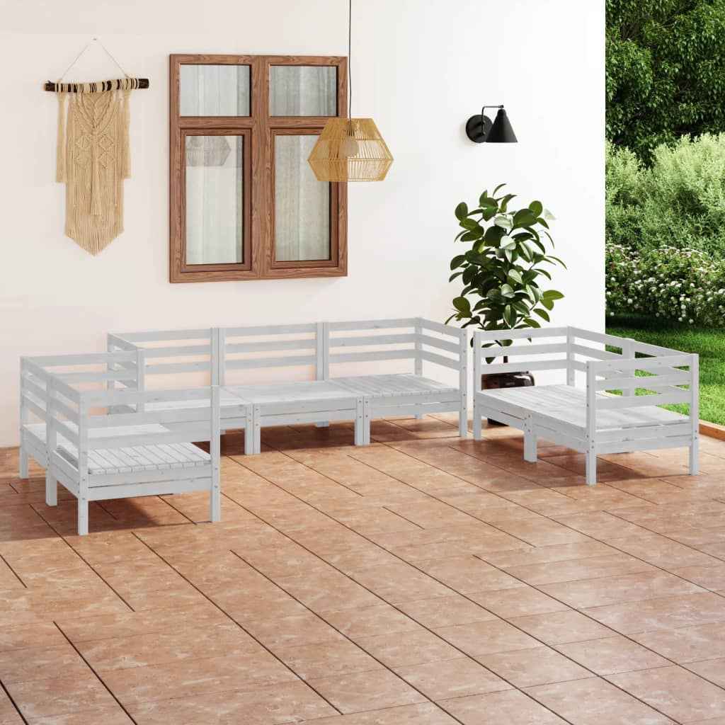 vidaXL 7 pcs conjunto lounge de jardim pinho maciço cinzento