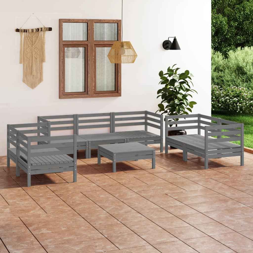 vidaXL 8 pcs conjunto lounge de jardim pinho maciço
