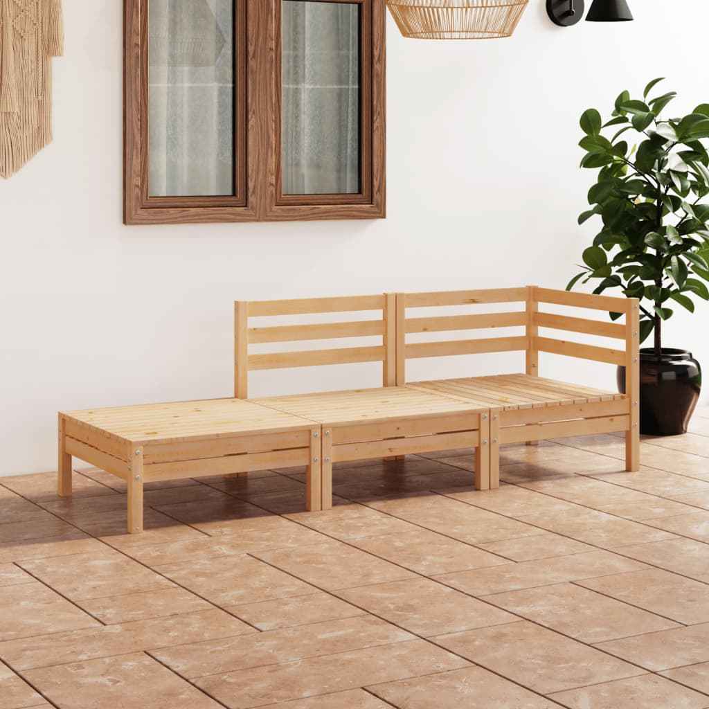 vidaXL 3 pcs conjunto lounge de jardim pinho maciço