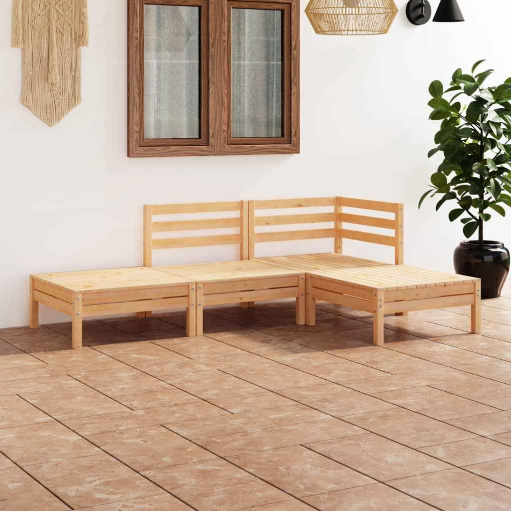 vidaXL 4 pcs conjunto lounge de jardim pinho maciço