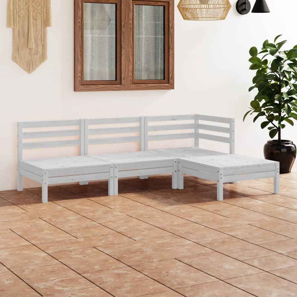 vidaXL 4 pcs conjunto lounge de jardim pinho maciço