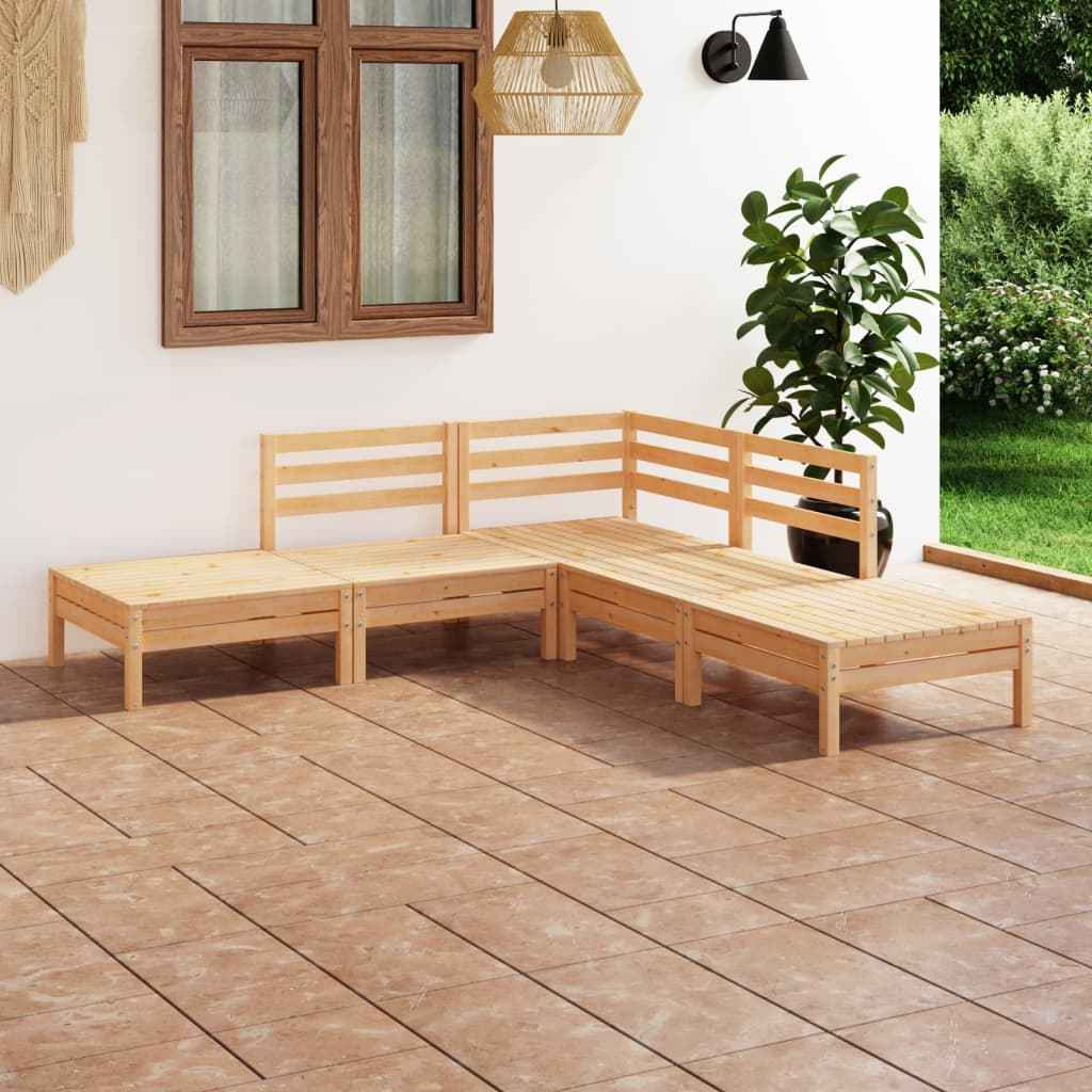vidaXL 5 pcs conjunto lounge de jardim pinho maciço