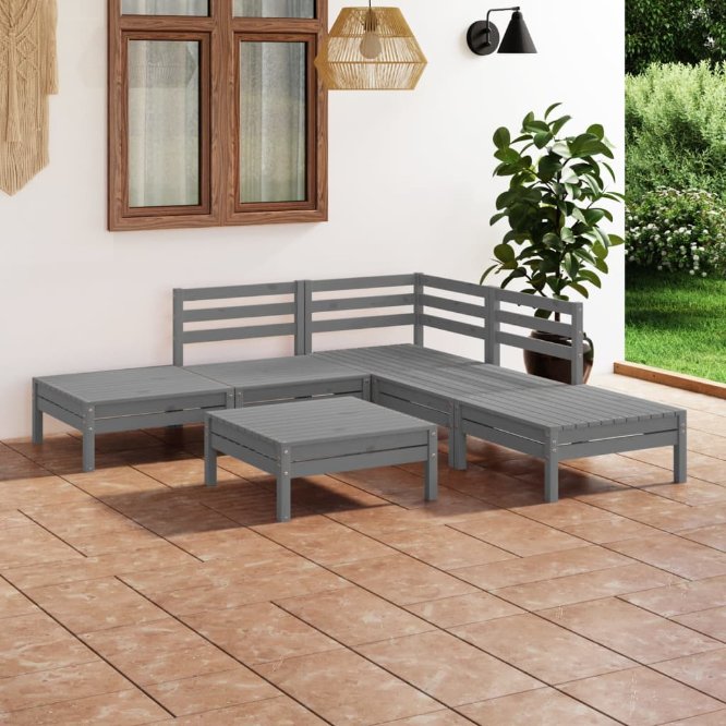 vidaXL 6 pcs conjunto lounge de jardim pinho maciço branco