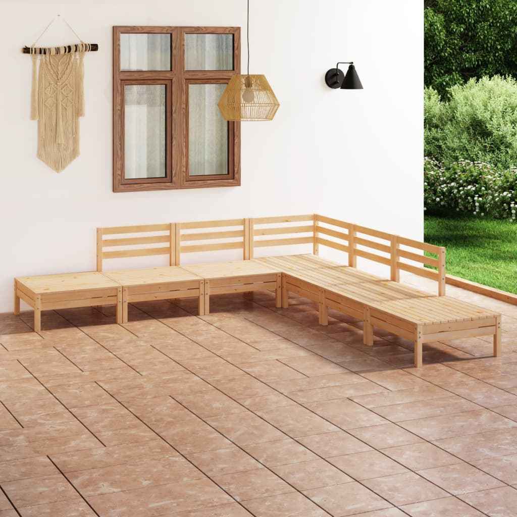 vidaXL 7 pcs conjunto lounge de jardim pinho maciço