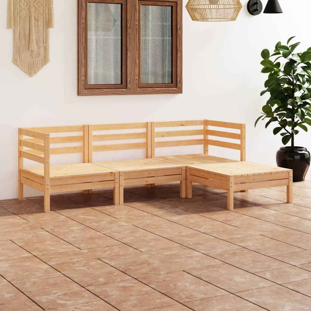 vidaXL 4 pcs conjunto lounge de jardim pinho maciço