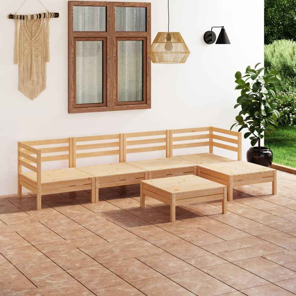 vidaXL 6 pcs conjunto lounge de jardim pinho maciço