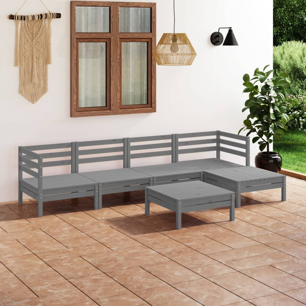 vidaXL 6 pcs conjunto lounge de jardim pinho maciço