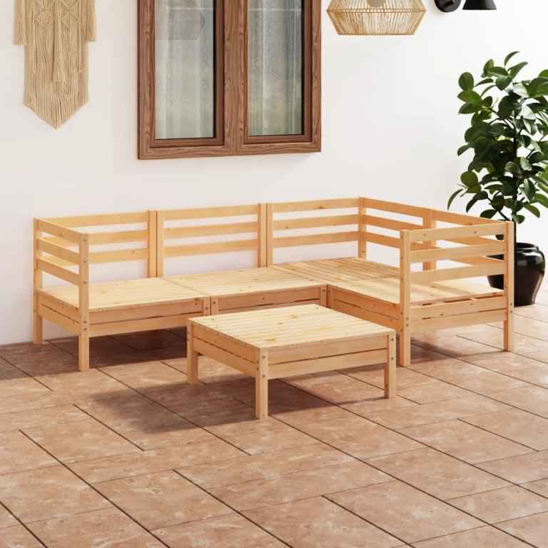 vidaXL 5 pcs conjunto lounge de jardim pinho maciço
