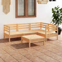 vidaXL 5 pcs conjunto lounge de jardim pinho maciço