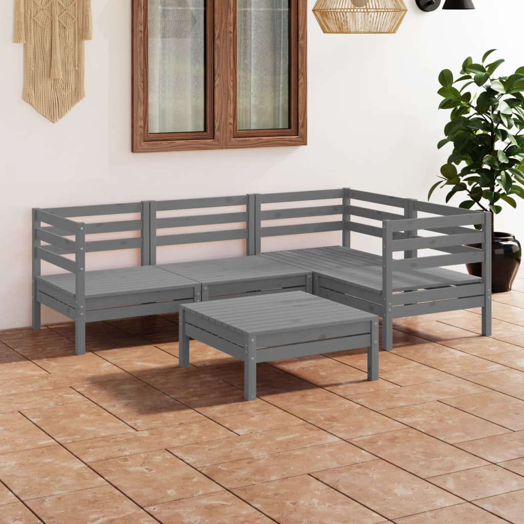 vidaXL 5 pcs conjunto lounge de jardim pinho maciço