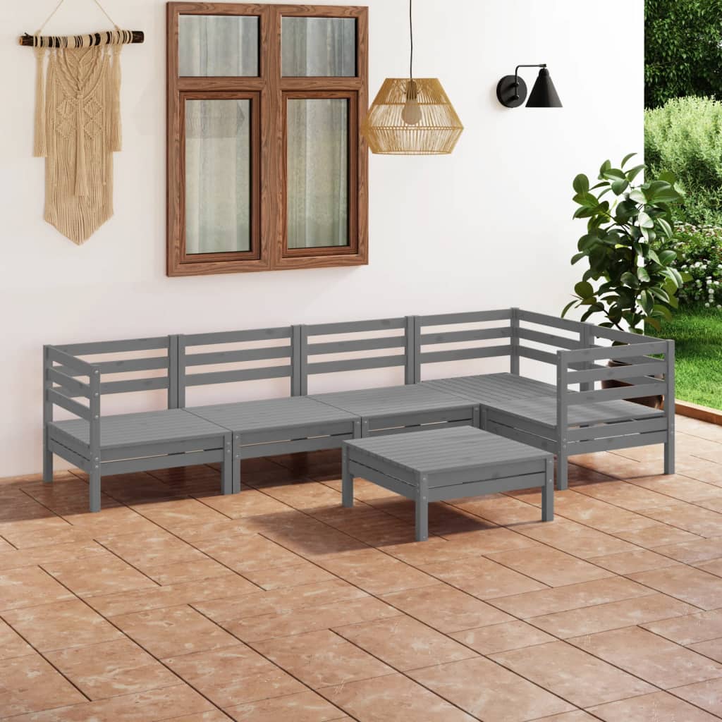 vidaXL 6 pcs conjunto lounge de jardim pinho maciço