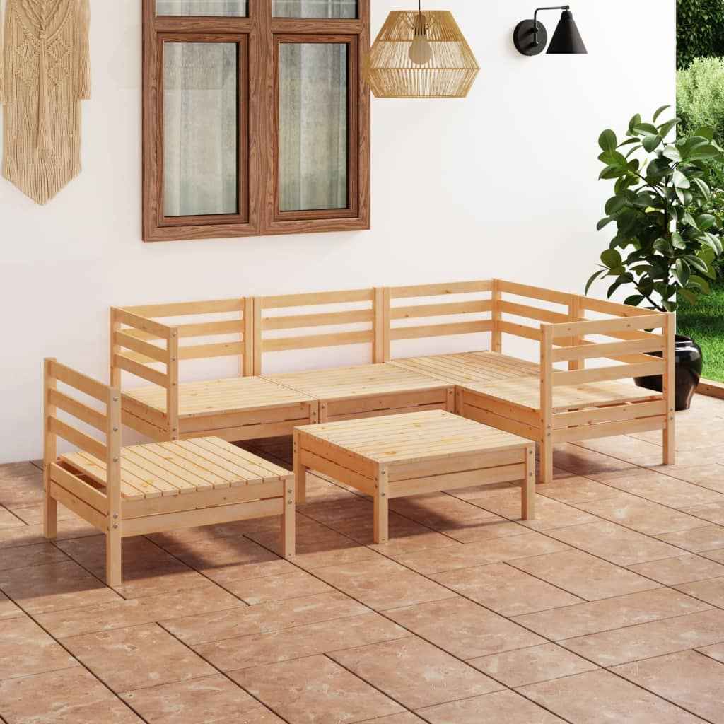 vidaXL 6 pcs conjunto lounge de jardim pinho maciço