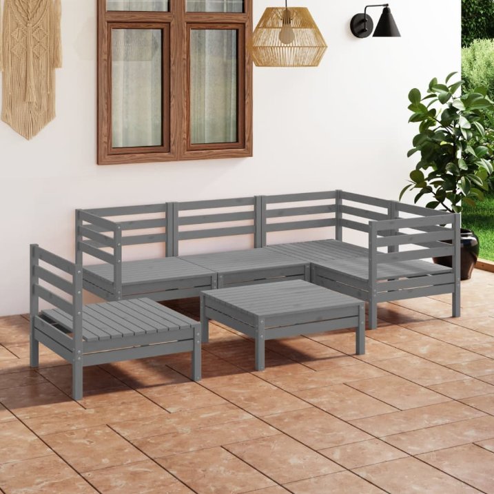 vidaXL 6 pcs conjunto lounge de jardim pinho maciço