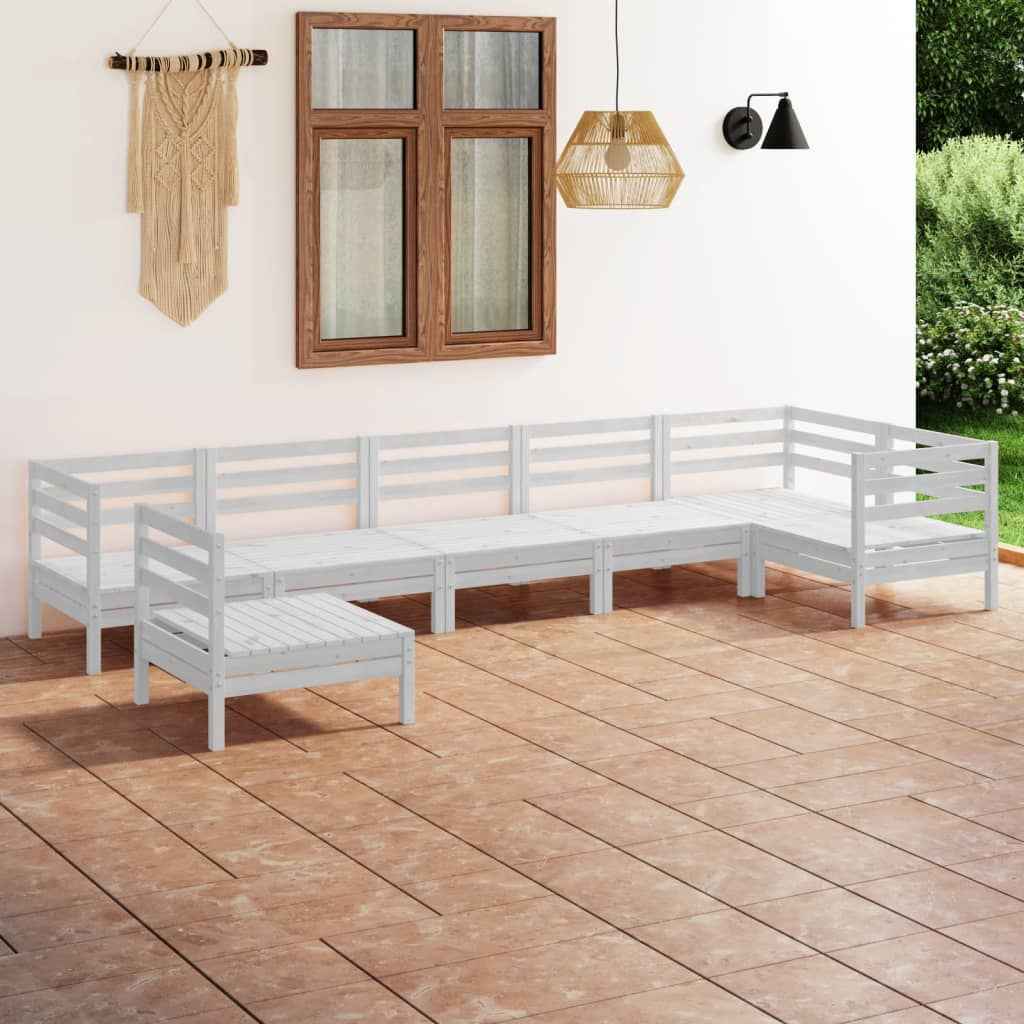 vidaXL 7 pcs conjunto lounge de jardim pinho maciço
