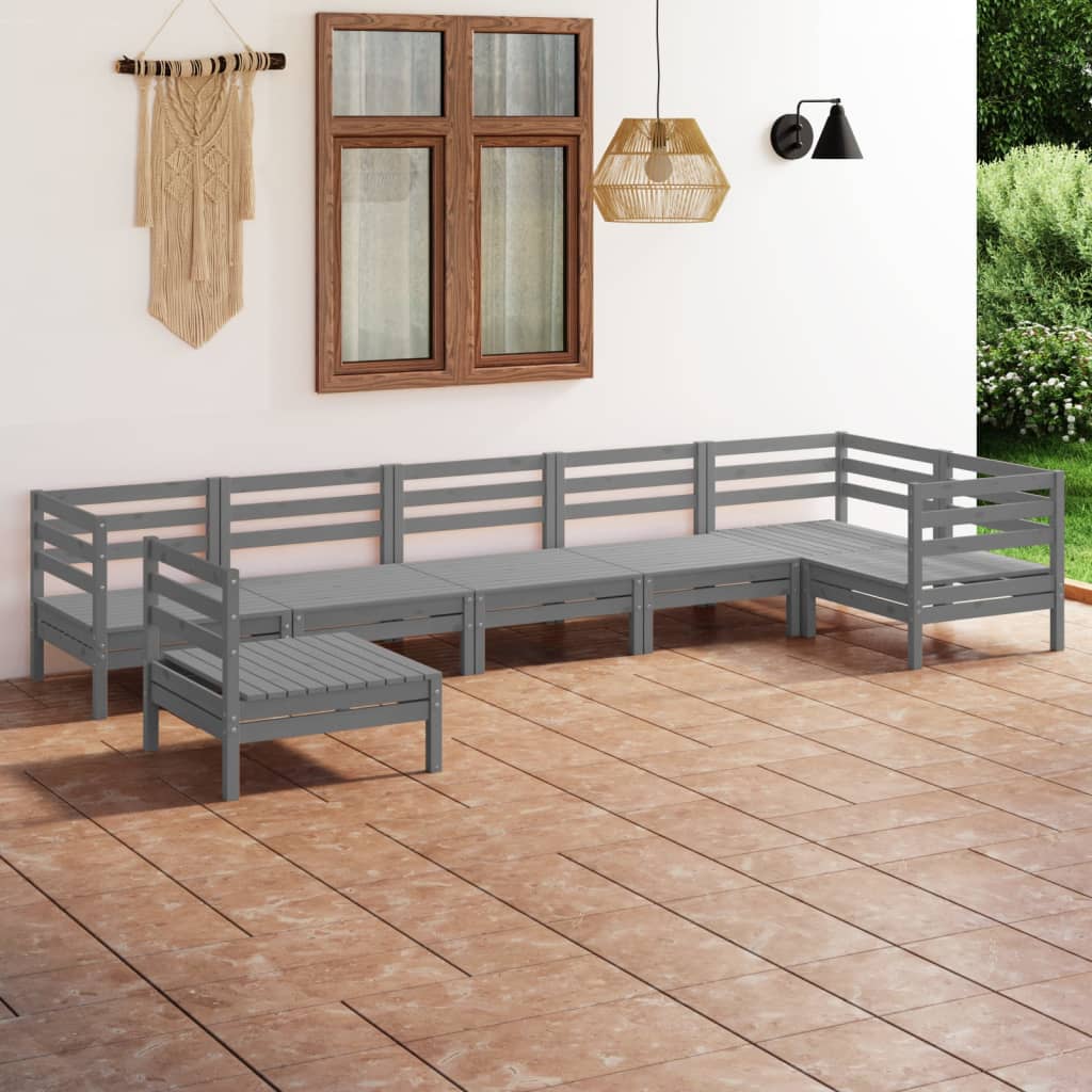 vidaXL 7 pcs conjunto lounge de jardim pinho maciço