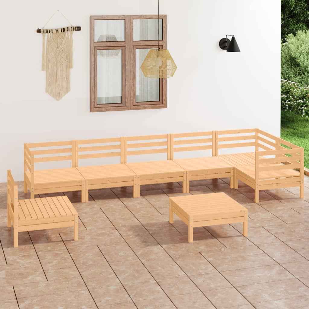 vidaXL 8 pcs conjunto lounge de jardim pinho maciço
