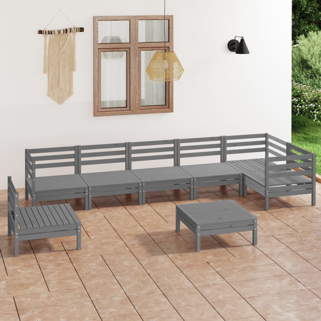 vidaXL 8 pcs conjunto lounge de jardim pinho maciço