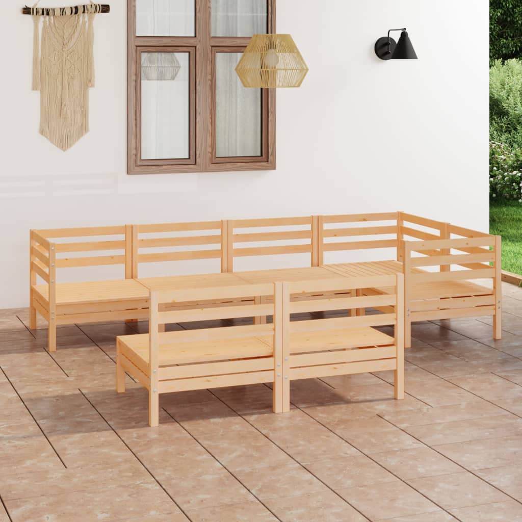 vidaXL 7 pcs conjunto lounge de jardim pinho maciço