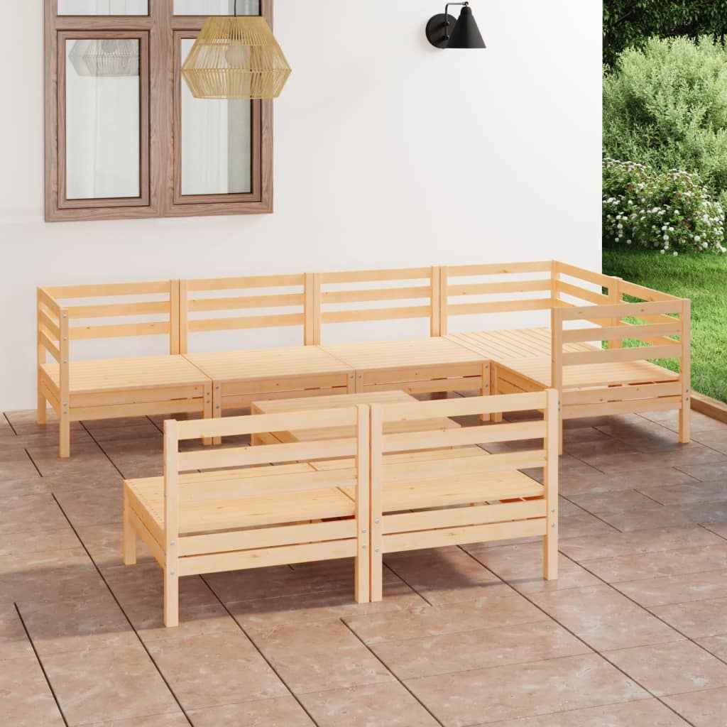 vidaXL 8 pcs conjunto lounge de jardim pinho maciço