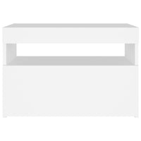 vidaXL Mesa de cabeceira & luzes LED 60x35x40 cm deriv. madeira branco