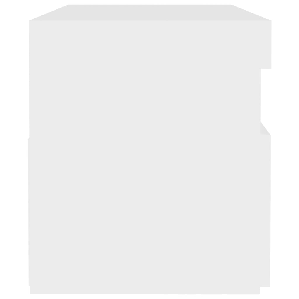 vidaXL Mesa de cabeceira & luzes LED 60x35x40 cm deriv. madeira branco
