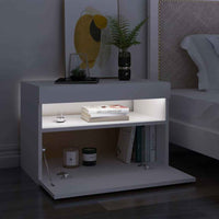 vidaXL Mesa de cabeceira & luzes LED 60x35x40 cm deriv. madeira branco