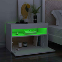 vidaXL Mesa de cabeceira & luzes LED 60x35x40 cm deriv. madeira branco