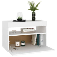 vidaXL Mesa de cabeceira & luzes LED 60x35x40 cm deriv. madeira branco