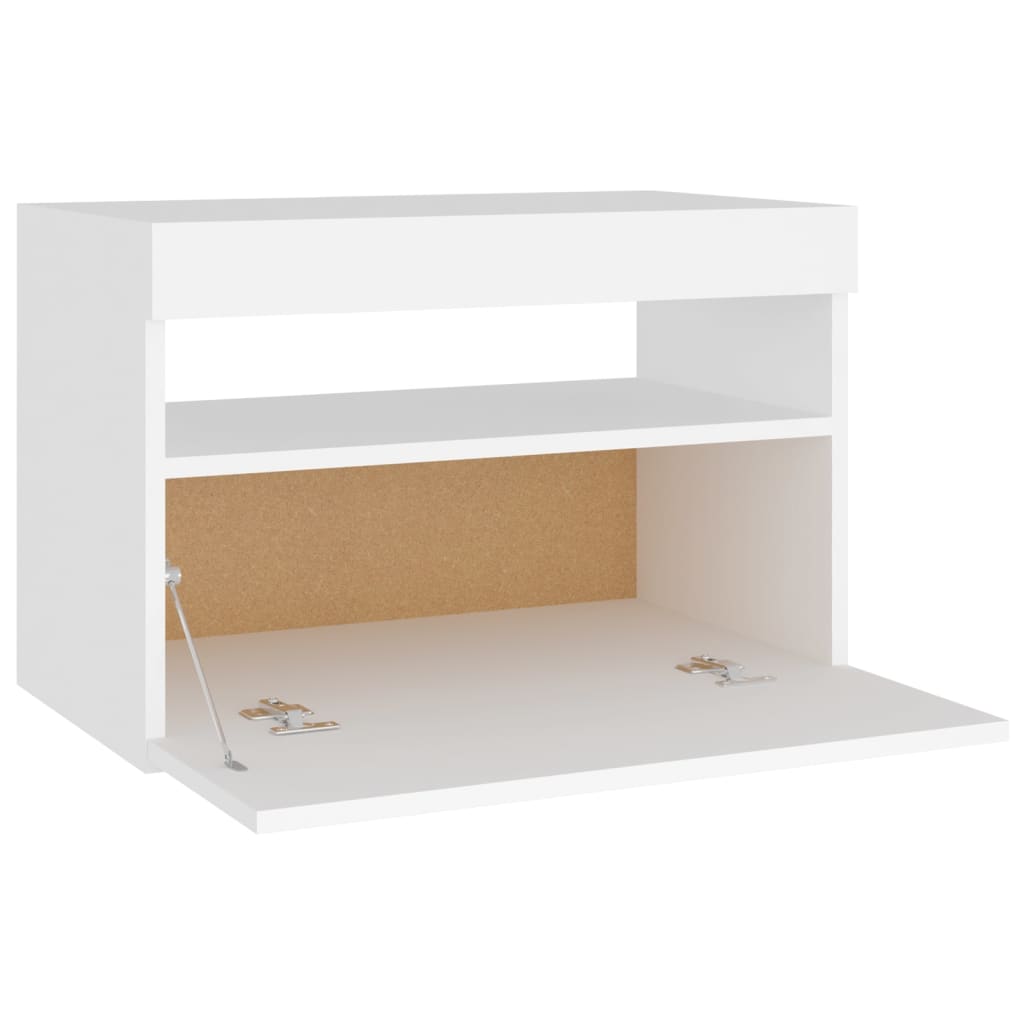 vidaXL Mesa de cabeceira & luzes LED 60x35x40 cm deriv. madeira branco