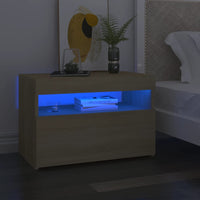 vidaXL Mesa de cabeceira & luzes LED 60x35x40 cm deriv. madeira branco