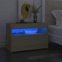 vidaXL Mesa de cabeceira & luzes LED 60x35x40 cm deriv. madeira branco