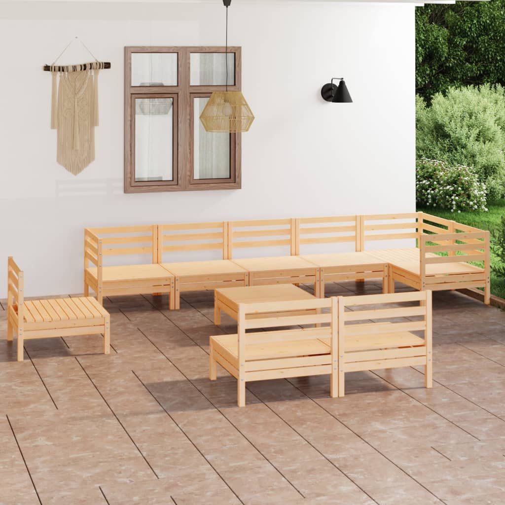vidaXL 10 pcs conjunto lounge de jardim pinho maciço
