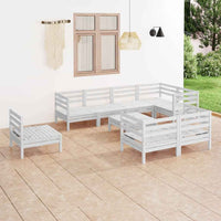 vidaXL 9 pcs conjunto lounge de jardim pinho maciço branco