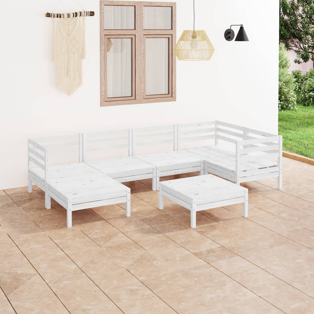 vidaXL 7 pcs conjunto lounge de jardim pinho maciço