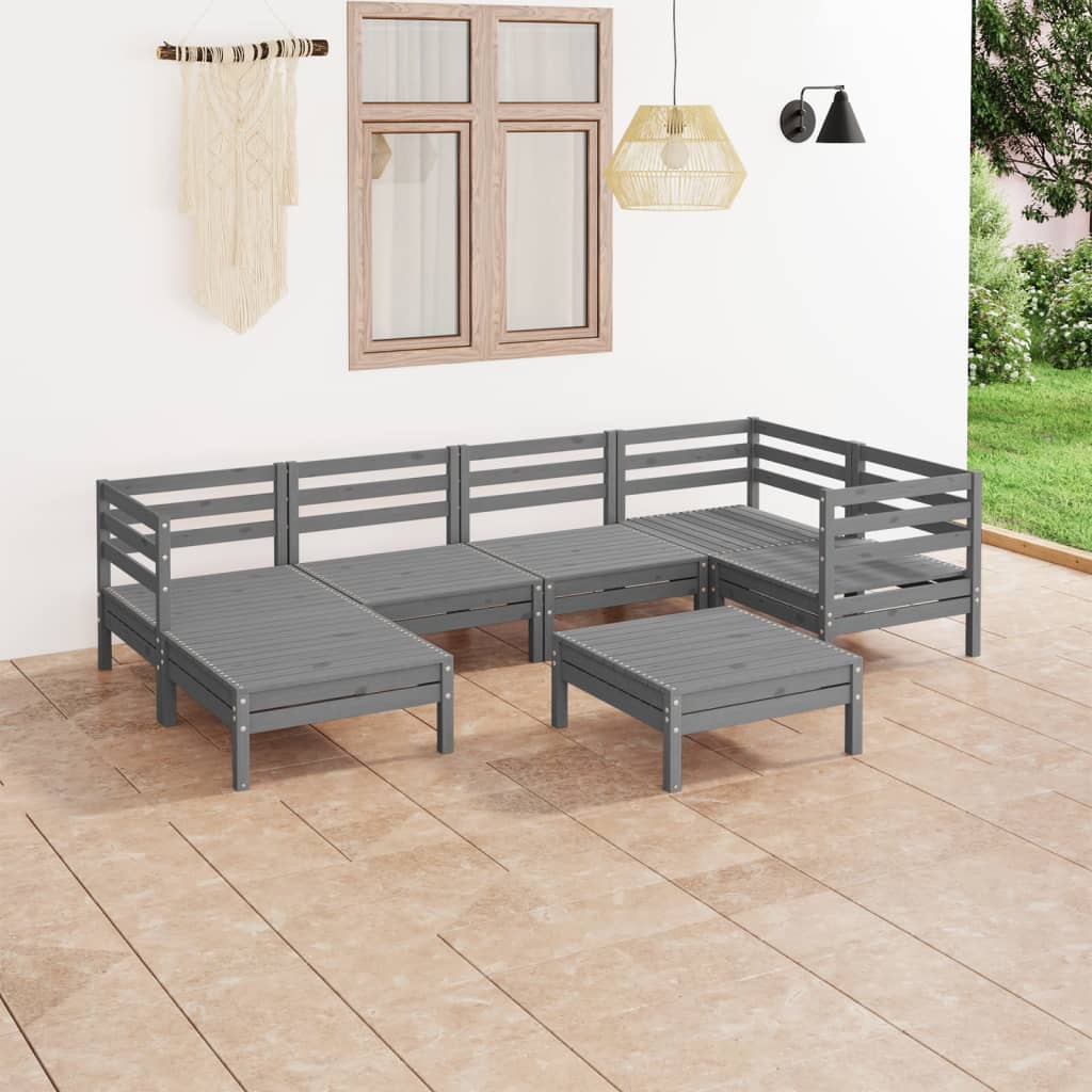 vidaXL 7 pcs conjunto lounge de jardim pinho maciço