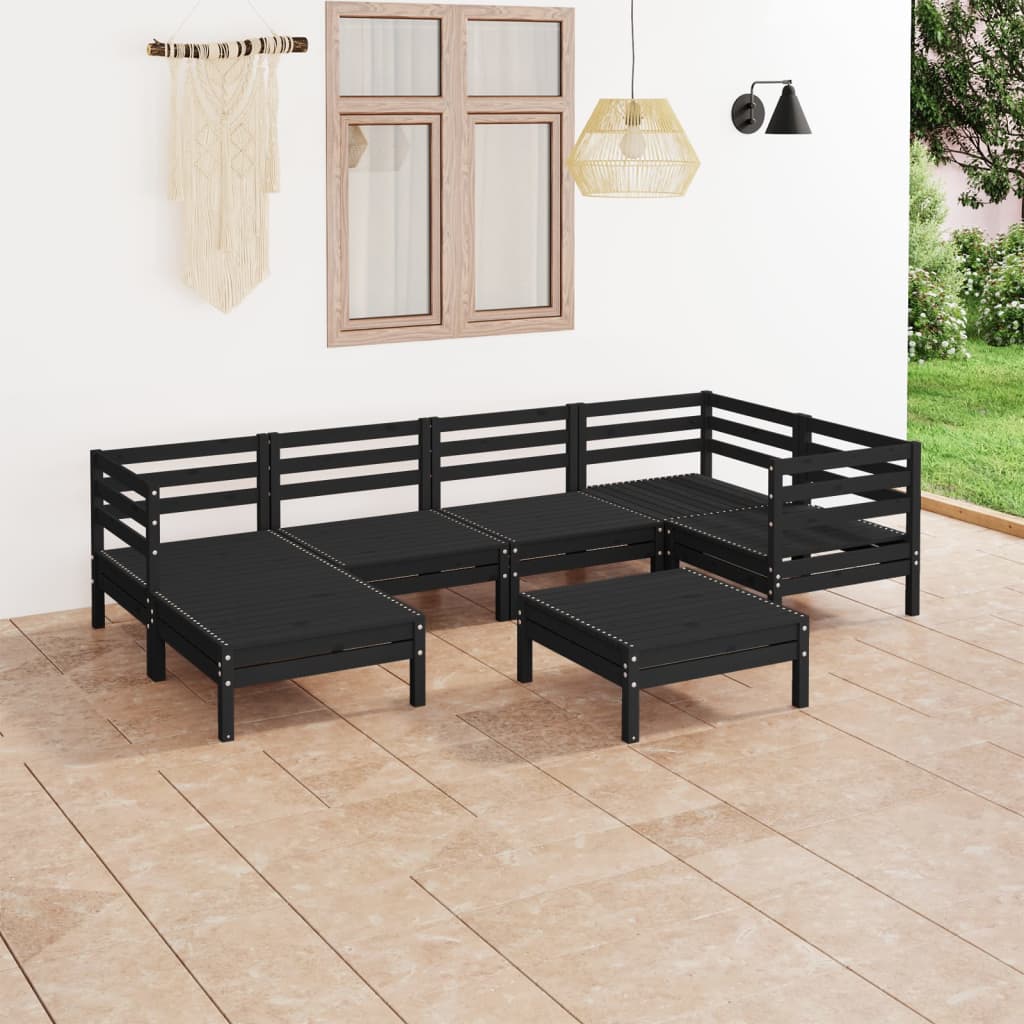 vidaXL 7 pcs conjunto lounge de jardim pinho maciço