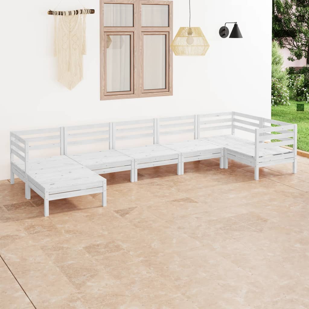 vidaXL 7 pcs conjunto lounge de jardim pinho maciço