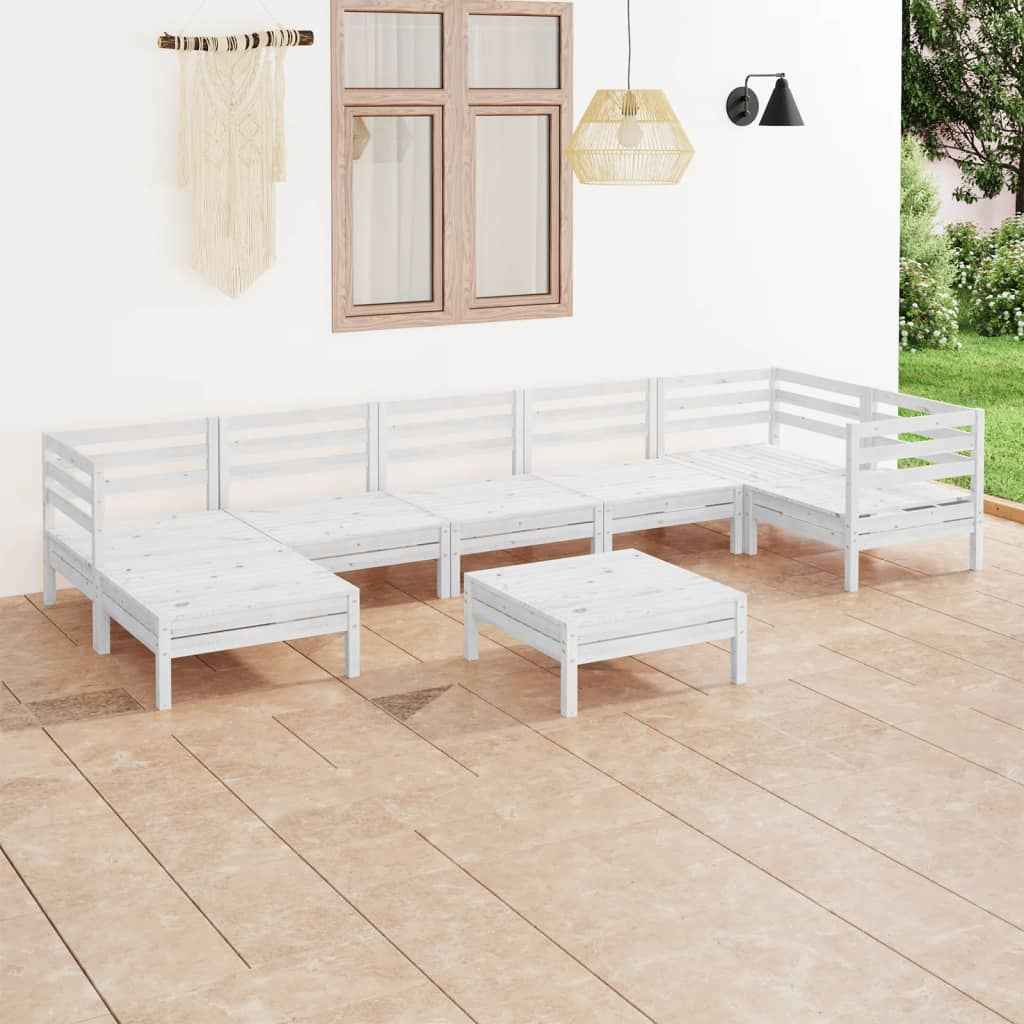 vidaXL 8 pcs conjunto lounge de jardim pinho maciço branco