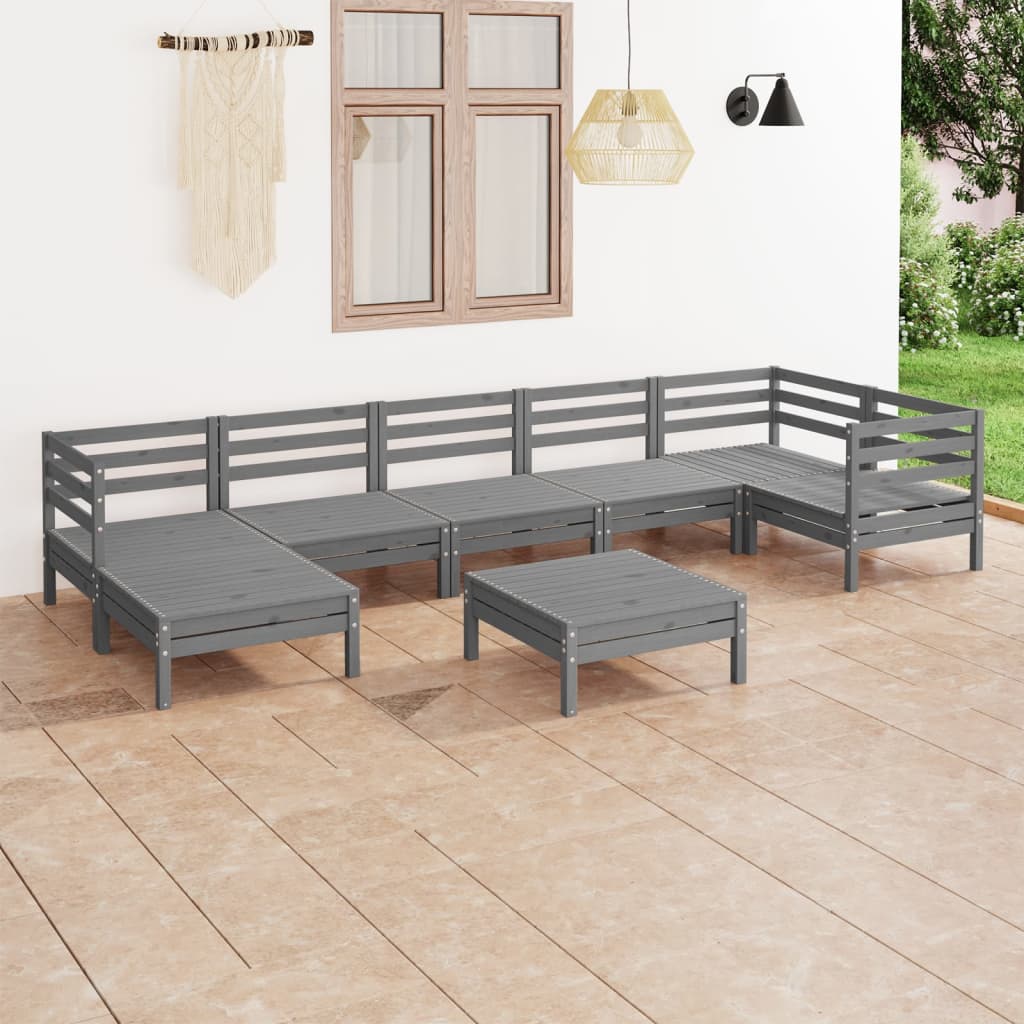 vidaXL 8 pcs conjunto lounge de jardim pinho maciço branco