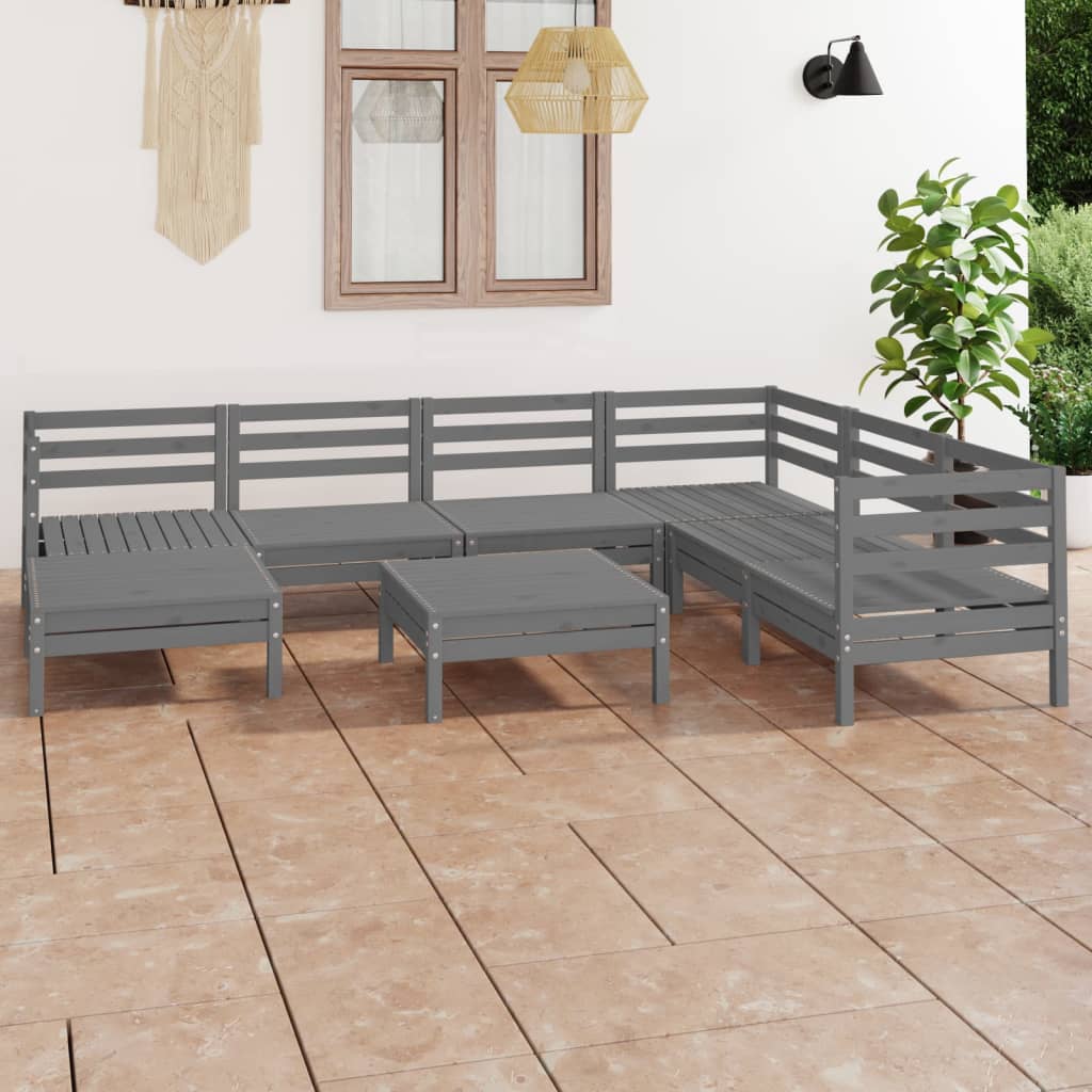 vidaXL 8 pcs conjunto lounge de jardim pinho maciço branco
