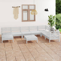 vidaXL 9 pcs conjunto lounge de jardim pinho maciço branco
