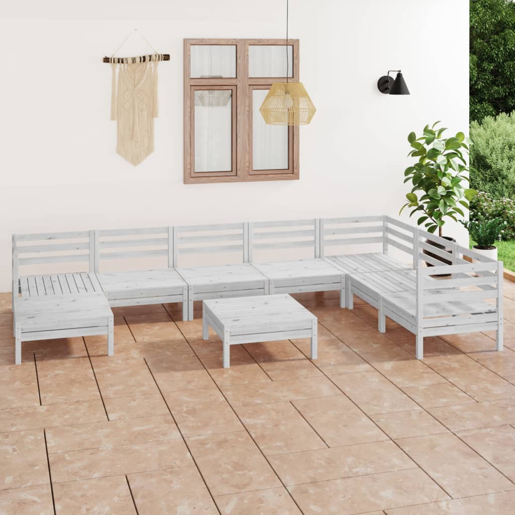 vidaXL 9 pcs conjunto lounge de jardim pinho maciço branco